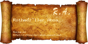 Rothmüller Absa névjegykártya